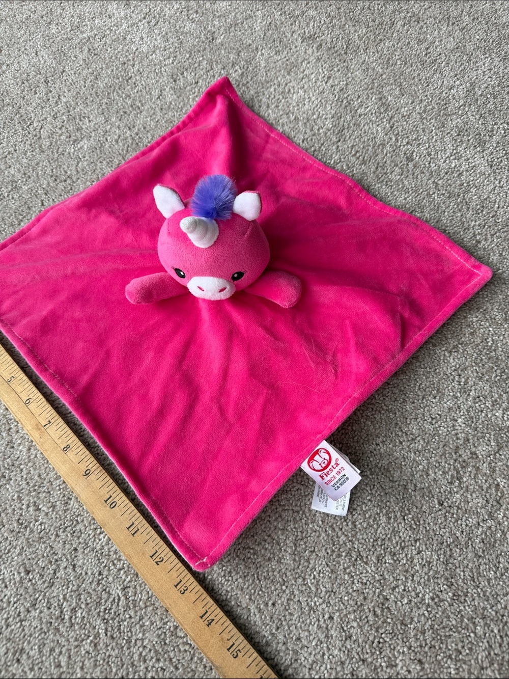 Jellycat Hot Pink Unicorn Lovey with Purple Mane